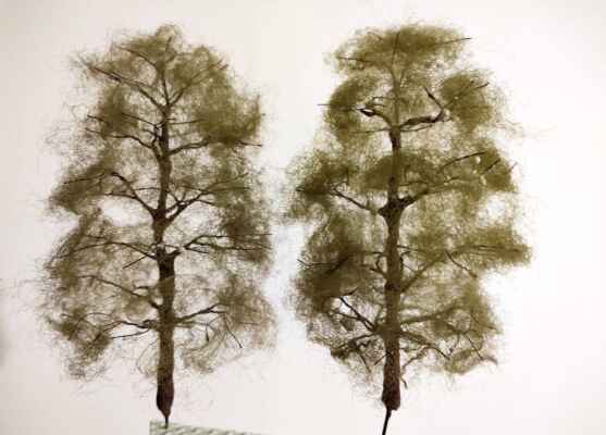 Stromy - Výroba stromů, potažení polyfibrem Woodland Scenics