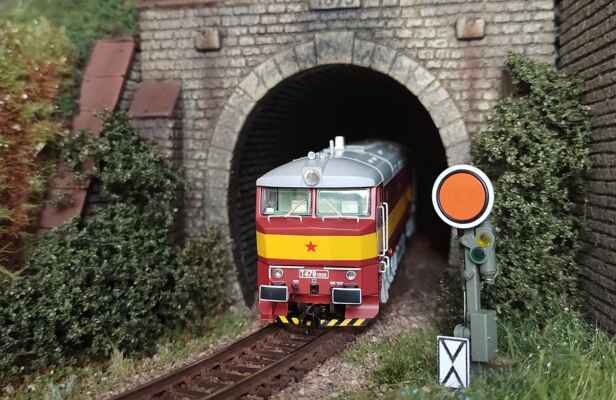 Tunel - Tunelový portál Noch, předvěst Viessmann, keře z merlíku